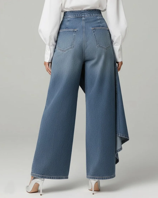 Audrey™ – Le pantalon denim taille haute à ceinture nouée, structuré et facile à vivre