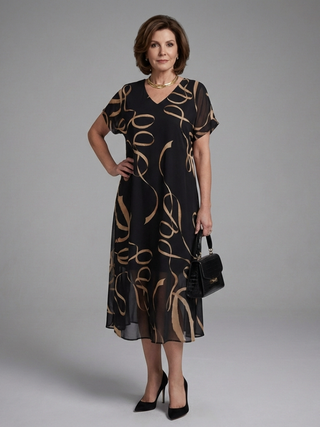 Adèle – Robe midi fluide imprimé abstrait