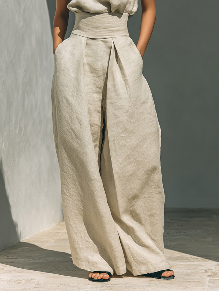 Amara — Ensemble minimaliste blouse et pantalon fluide