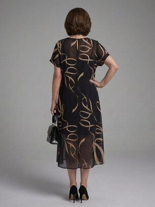 Adèle – Robe midi fluide imprimé abstrait