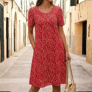 Colette – Robe midi fluide et confortable à imprimé discret