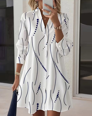 Camille – Robe chemise col ondulé
