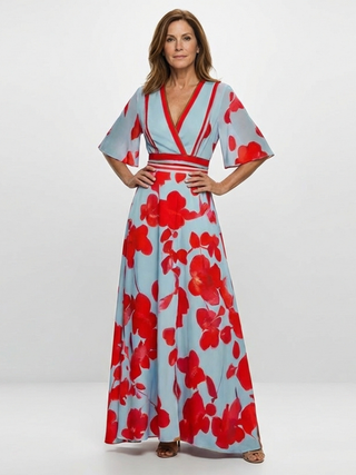Corinne – Robe longue fleurie col V