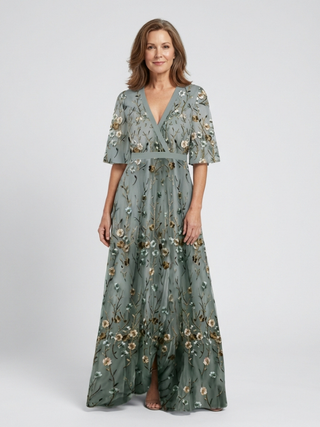 Élodie – Robe longue fleurie col V