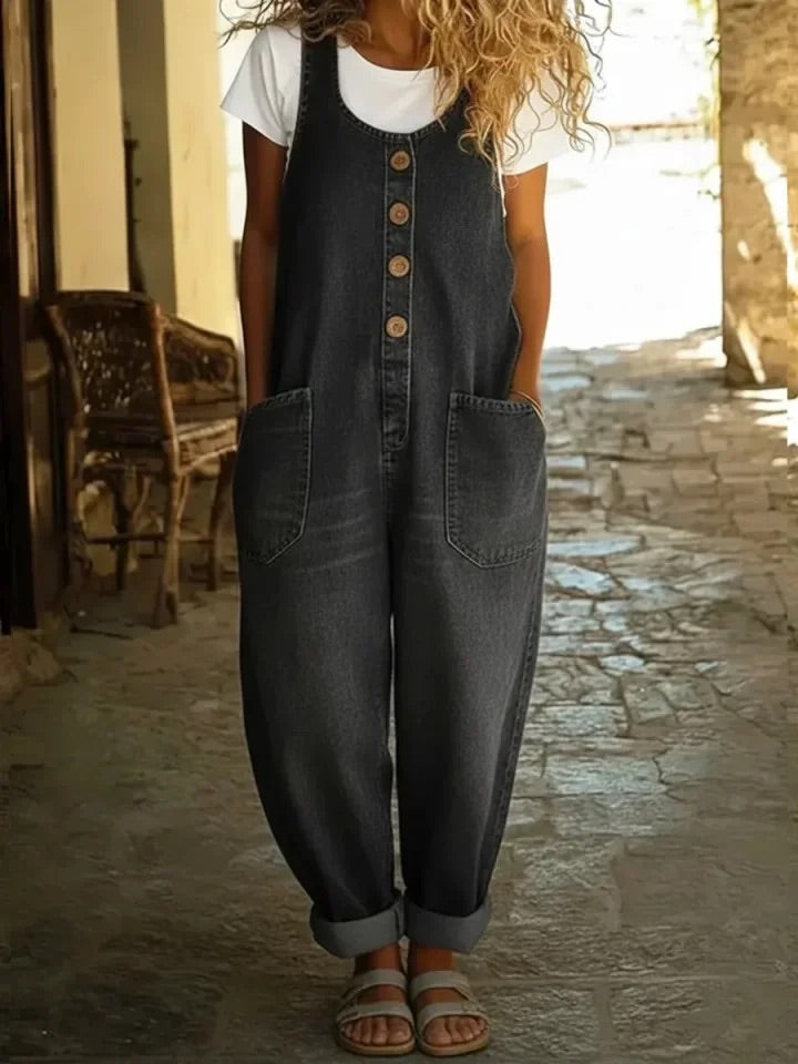 Ruth™ | Salopette en denim coton lavé vintage