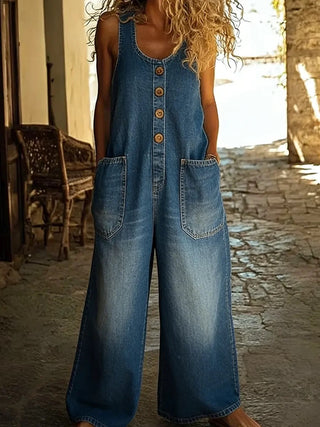 Ruth™ | Salopette en denim coton lavé vintage